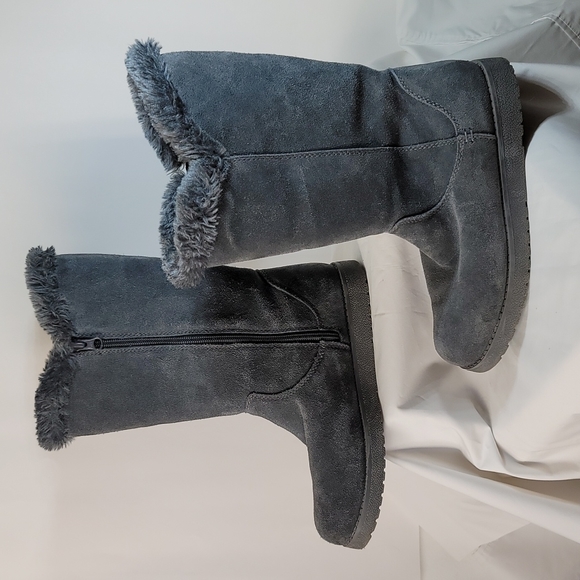 Target Shoes - Target Suede Mid-calf Boots, gray, women's size 7